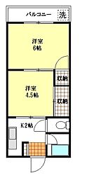 田中マンション 2Kの間取図画像