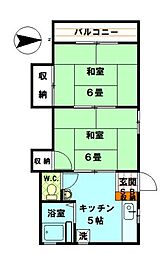 カーサ二宮 2Kの間取図画像