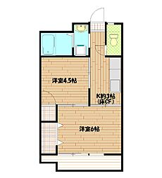 ベルメゾン田柄 2Kの間取図画像