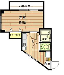 リベルテ氷川台 1Kの間取図画像