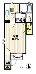 カーサフィオーレ 1Kの間取図画像