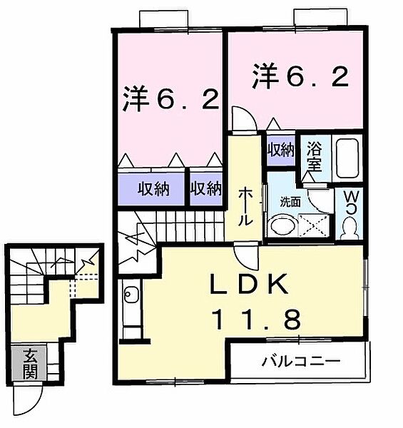 オーパス　V ｜茨城県神栖市平泉(賃貸アパート2LDK・2階・65.53㎡)の写真 その2