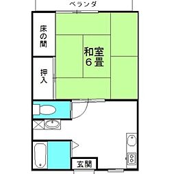 パークハイツB 1Kの間取図画像