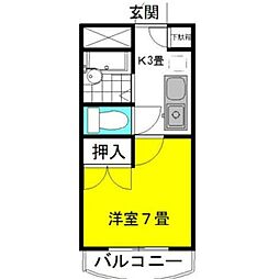 ミ・プリマヴェーラ 1Kの間取図画像