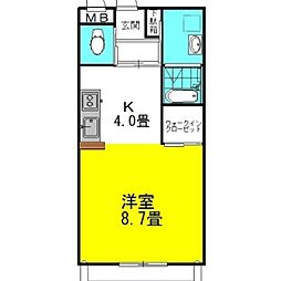 シティコート2 ワンルームの間取図画像