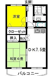 パルクエクセラン 2DKの間取図画像
