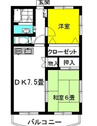 パルクエクセラン 2DKの間取図画像