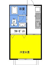 グラシアスベイone 1Kの間取図画像