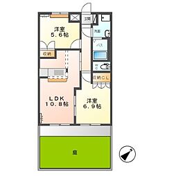 アシューレA 2LDKの間取図画像