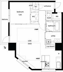 ニューライフ西早稲田 1LDKの間取図画像