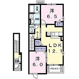 クラシオンB 2LDKの間取図画像