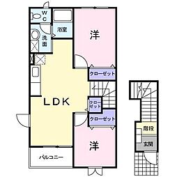 フェルトC 2LDKの間取図画像