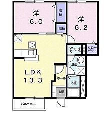 La・アルモニーC 2LDKの間取図画像