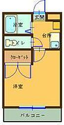 プリマベール 1Kの間取図画像
