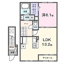 ノーブルイースト上柴 1LDKの間取図画像
