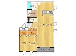 Tiara 1LDKの間取図画像