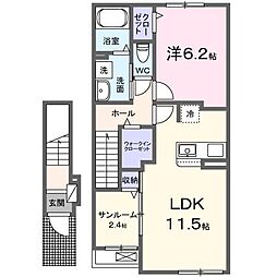 ヒカルサ深谷上野台 1LDKの間取図画像