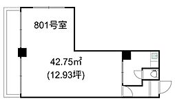 KIビル ワンルームの間取図画像