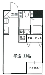 プラシードアープ ワンルームの間取図画像