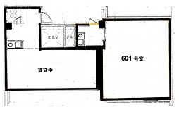 赤坂ニューロイヤルビル本館 ワンルームの間取図画像