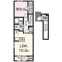 JR小海線 岩村田駅 徒歩10分の賃貸アパート 2階1LDKの間取り