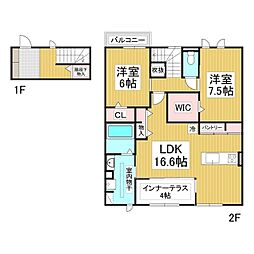 グランソラナ軽井沢 2階2LDKの間取り