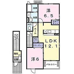 アルフォートB 2LDKの間取図画像