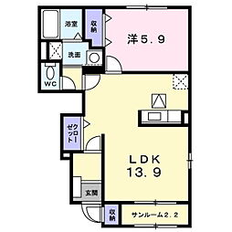 ニューアペックスA 1LDKの間取図画像