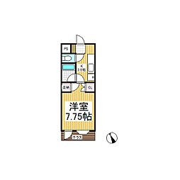 ハイツ東部 1Kの間取図画像