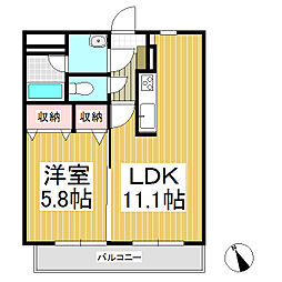 ウェストシュライン2号 1LDKの間取図画像