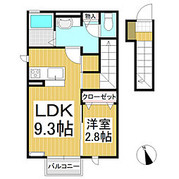 アレーズ悠 1LDKの間取図画像
