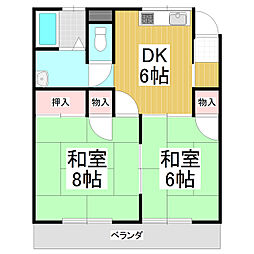 センチュリーハイツA 2DKの間取図画像