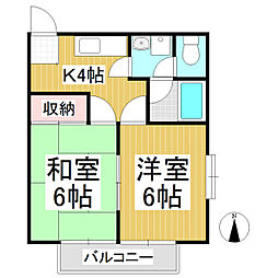 クレールあおば 2Kの間取図画像