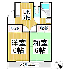 ハイツ鞍掛 2DKの間取図画像