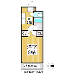 南町ニュータウンF 1Kの間取図画像