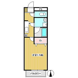 サンライン東部 1Kの間取図画像