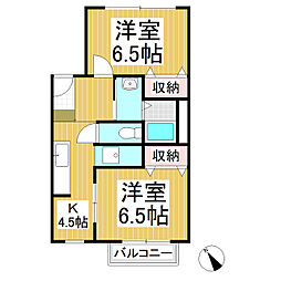 ビューハイツ御代田B 2Kの間取図画像