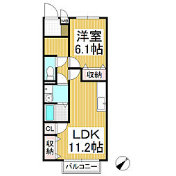 トゥルーハート 1LDKの間取図画像
