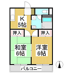 コーポラス桜井1 2Kの間取図画像