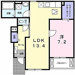 ラコリエンテ 1LDKの間取図画像