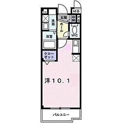 アンジュ ワンルームの間取図画像