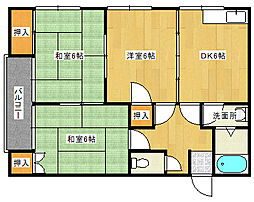 サンハイツ 3DKの間取図画像