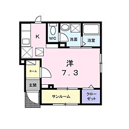 広島市安佐南区山本6丁目アパート 1Kの間取図画像