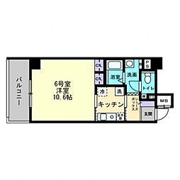 ディアメゾン十日市 4階1Kの間取り