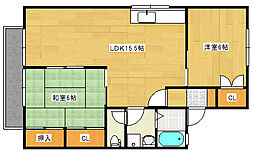 セジュール玉木D 2LDKの間取図画像
