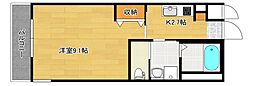 アヴァンティG 1階1Kの間取り