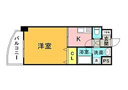 プロヴァンス十日市 5階1Kの間取り