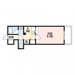 フォートレス 2階1Kの間取り