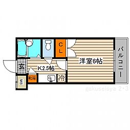 リバーパレス牛田新町 2階1Kの間取り