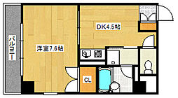 てづかビル 6階1DKの間取り